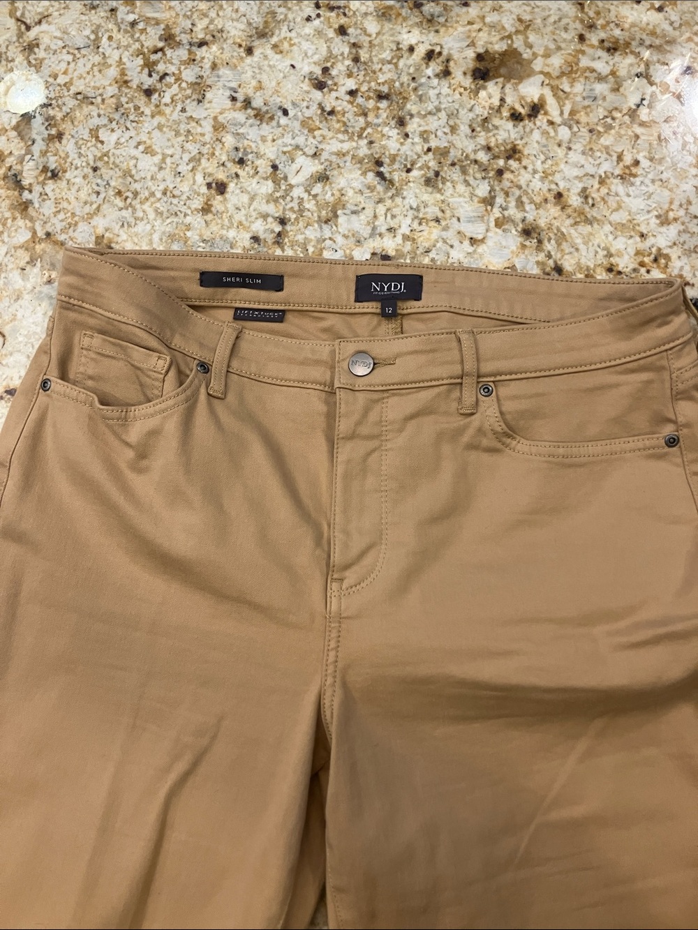 NYDJ Sheri Slim Tan Stretch Pants - Classic Tan